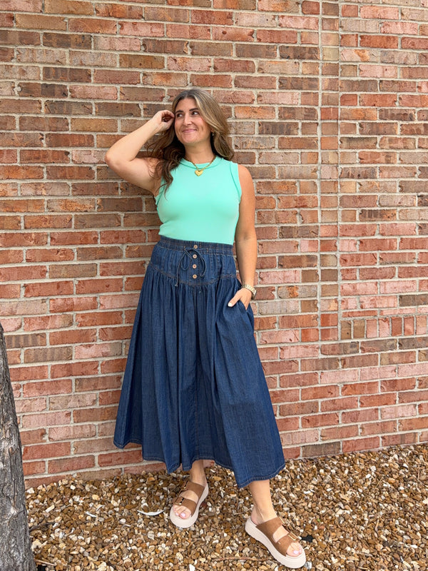 DENIM MAXI SKIRT