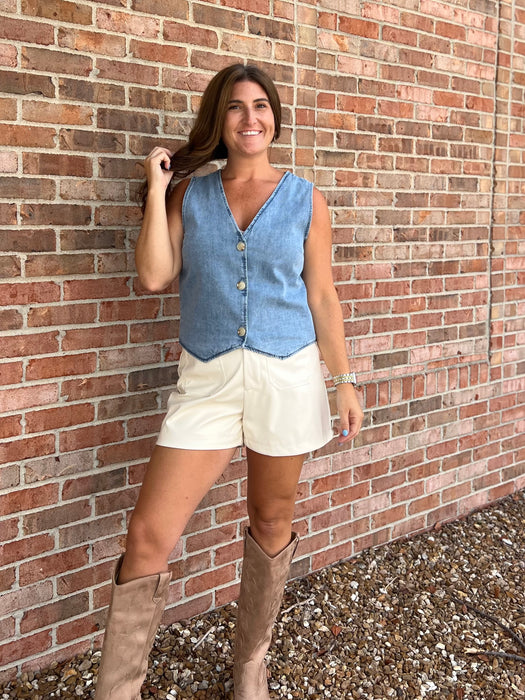 DENIM BUTTON UP VEST