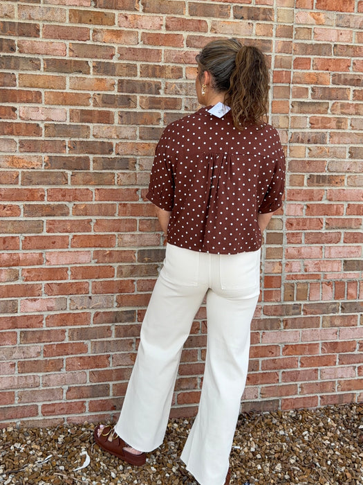 POLKA DOT COLLARED TOP- 3 COLORS