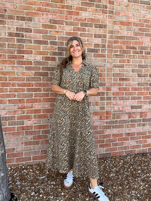 LEOPARD PRINT MIDI DRESS