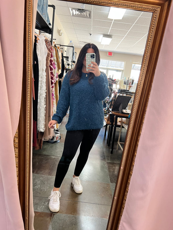 FUZZY BLUE SWEATER