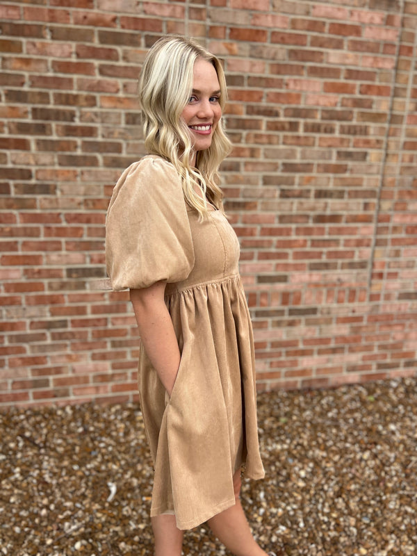 ae corduroy long sleeve babydoll dress AE Corduroy Babydoll Mini Dress