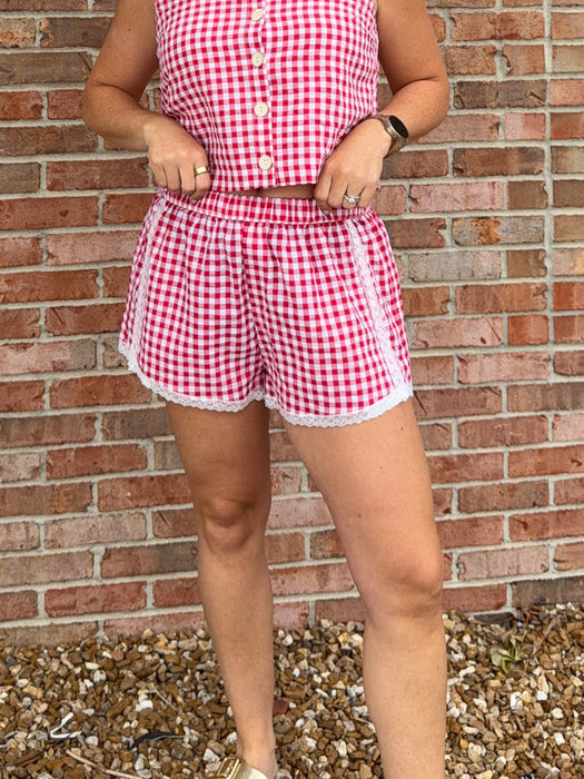 RED GINGHAM SHORTS
