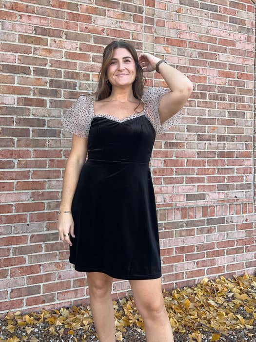 POLKA DOT VELVET DRESS