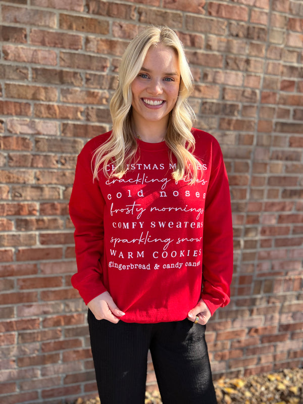 HOLIDAY FAVORITES LIST SWEATSHIRT
