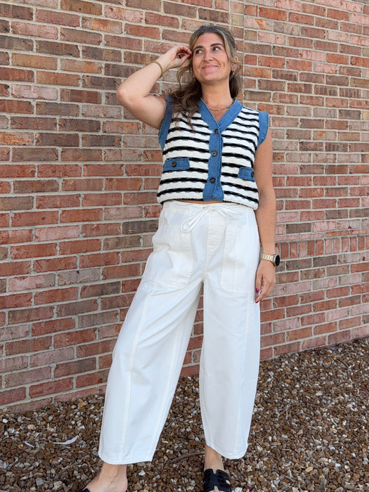 DENIM TRIM VEST- 2 COLORS