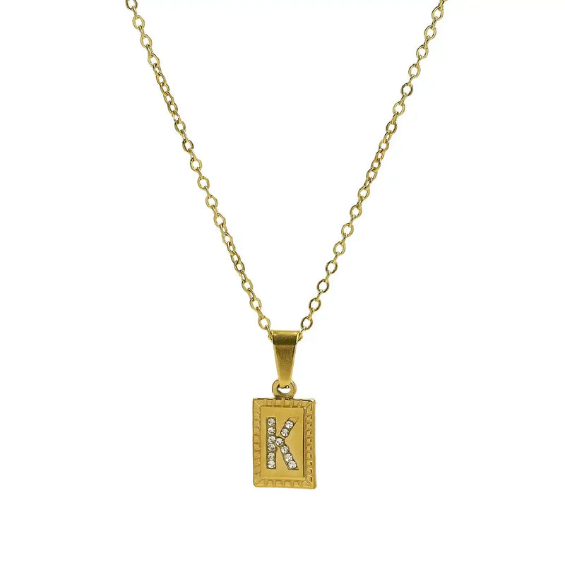 INITIAL TAG WATERPROOF NECKLACE