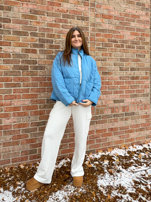 OCEAN BLUE QUILTED JACKET