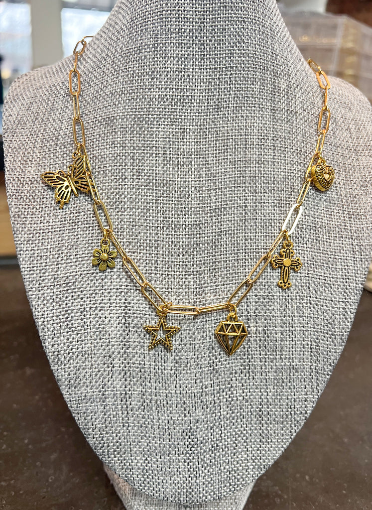 ALL GOLD CHARM NECKLACE