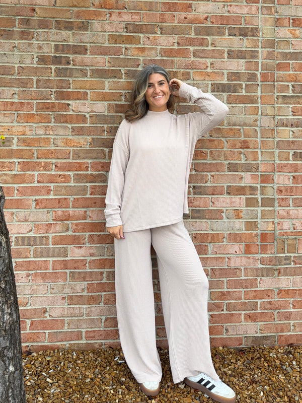 RIBBED MOCK NECK SET- 2 COLORS