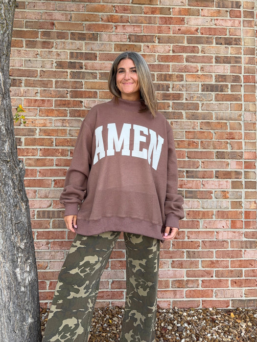 WWJD AMEN REVERSIBLE MOCKNECK SWEATSHIRT