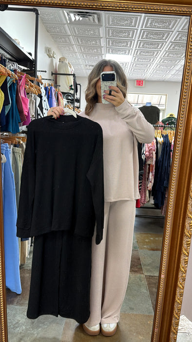 RIBBED MOCK NECK SET- 2 COLORS