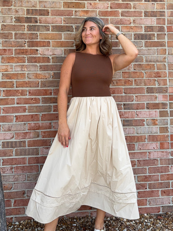 SHADES OF BROWN MIDI DRESS