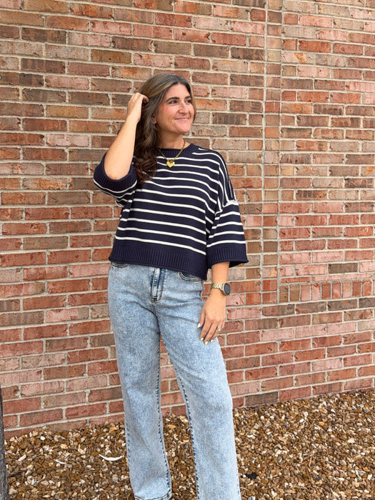 NAVY DROP SHOULDER SWEATER