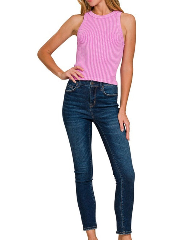 FITTED RIBBED TANK- 4 COLORS