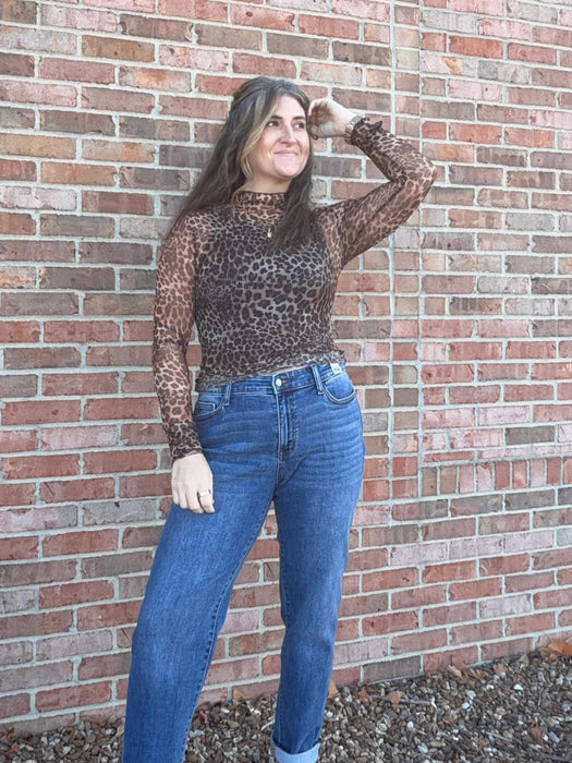 SHEER LEOPARD PRINT TOP