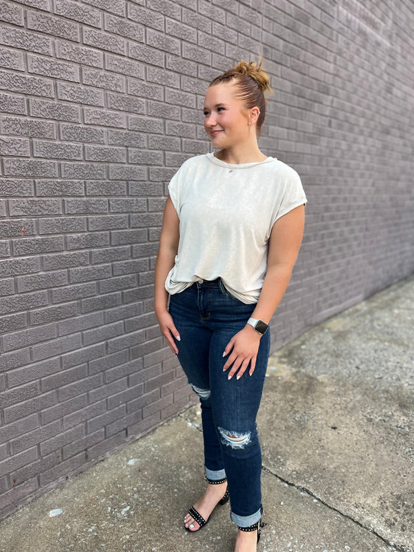 OPEN DOORS CAP SLEEVE TEE- 2 COLORS