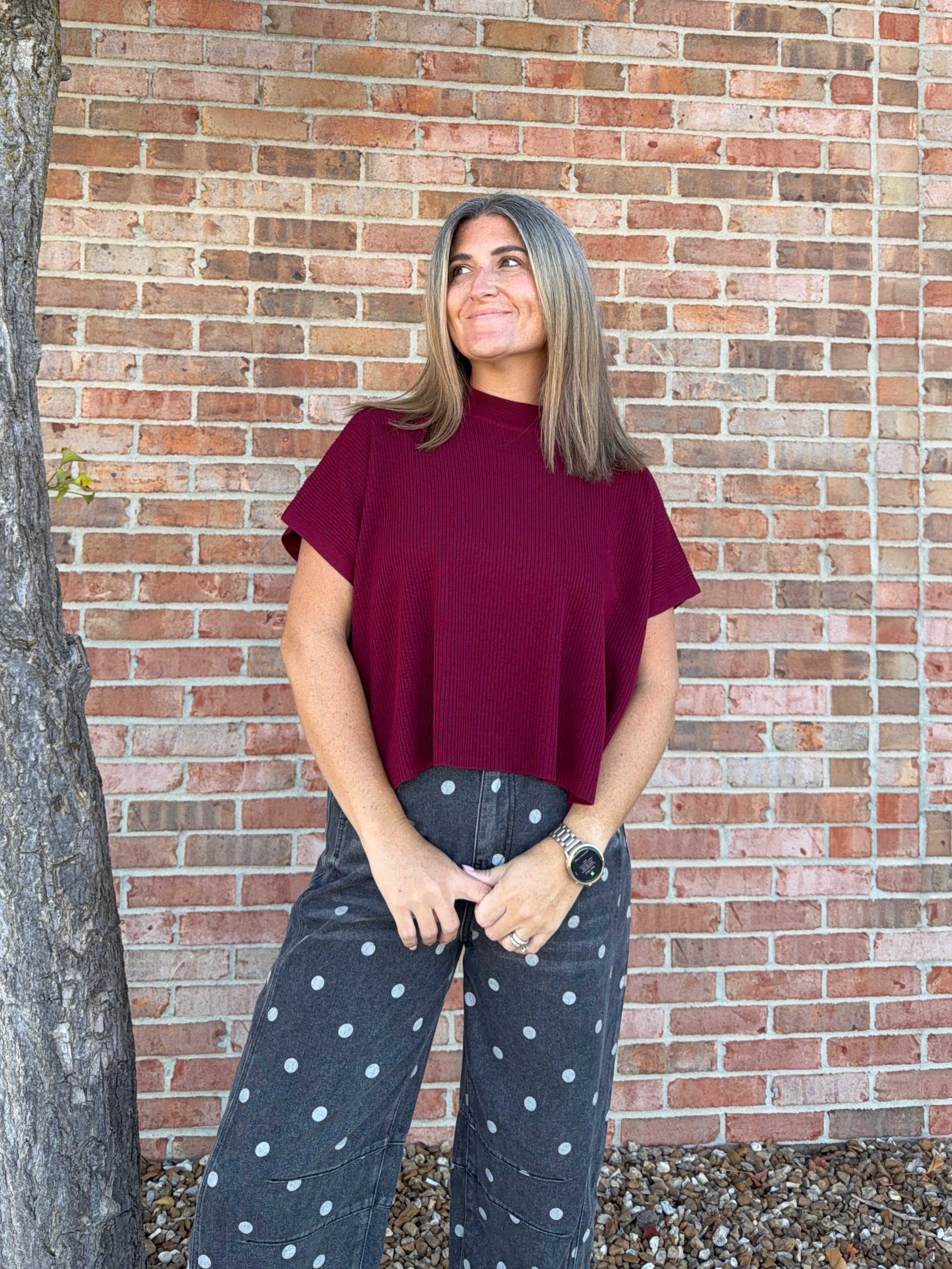 BOXY CROPPED MOCK NECK SWEATER- 3 COLORS
