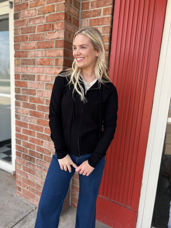 OWN THE NIGHT BLACK ZIP UP – Crave Boutique