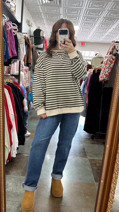 OVERSIZED STRIPED TOP- 2 COLORS