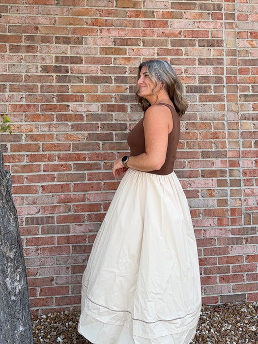 SHADES OF BROWN MIDI DRESS