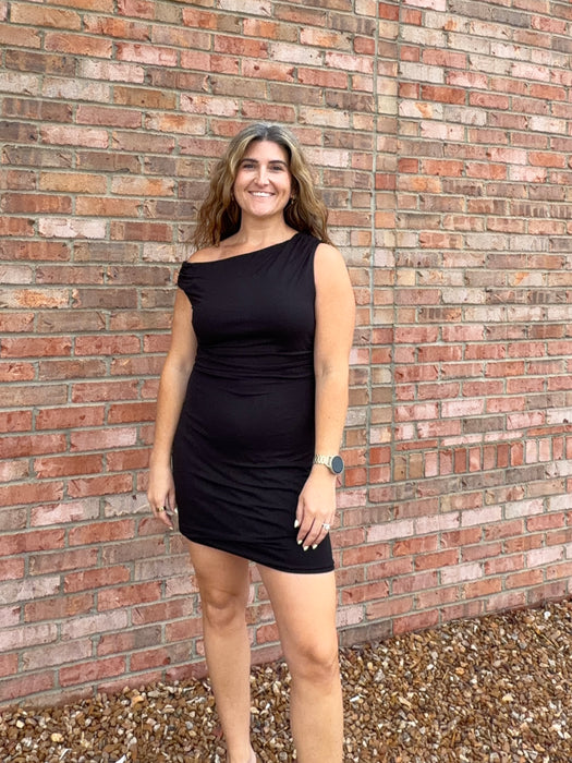 RUCHED SIDE DRESS- 2 COLORS