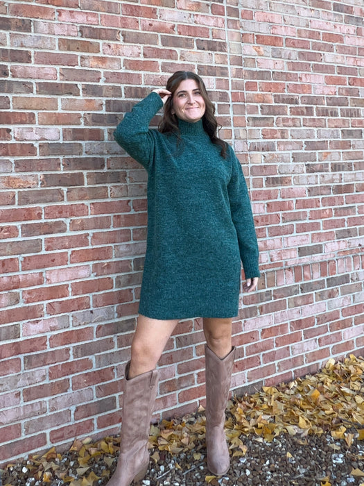 DARK GREEN SWEATER DRESS