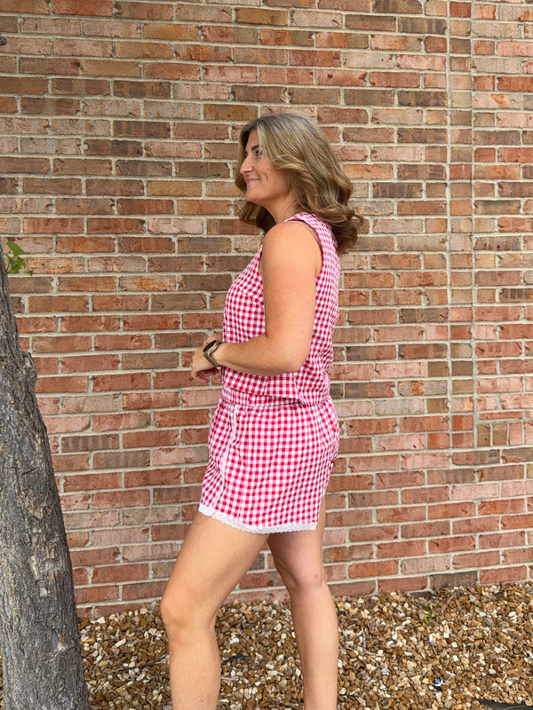RED GINGHAM SHORTS