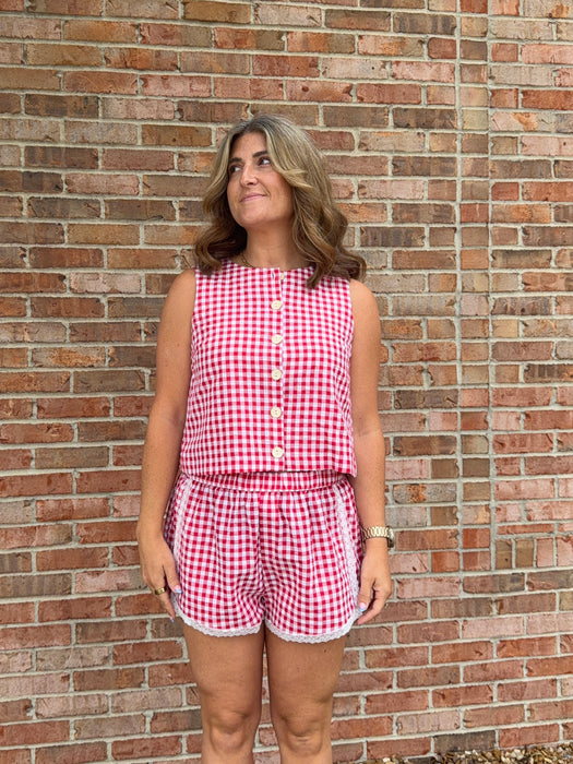 RED GINGHAM SHORTS