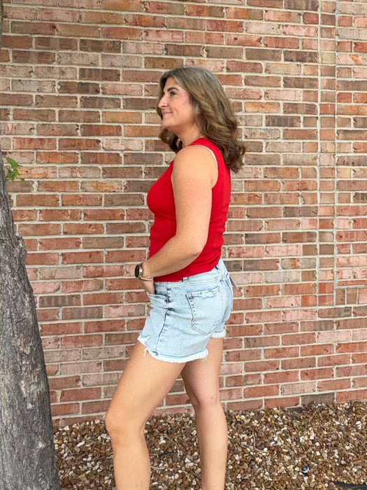 BUTTON FRONT TANK TOP- 2 COLORS