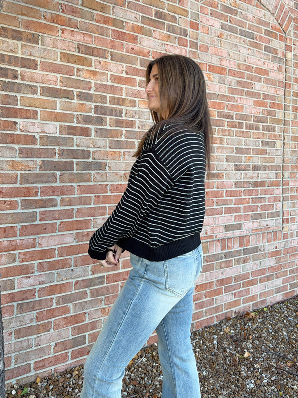 RAW EDGE STRIPED CARDIGAN- 2 COLORS