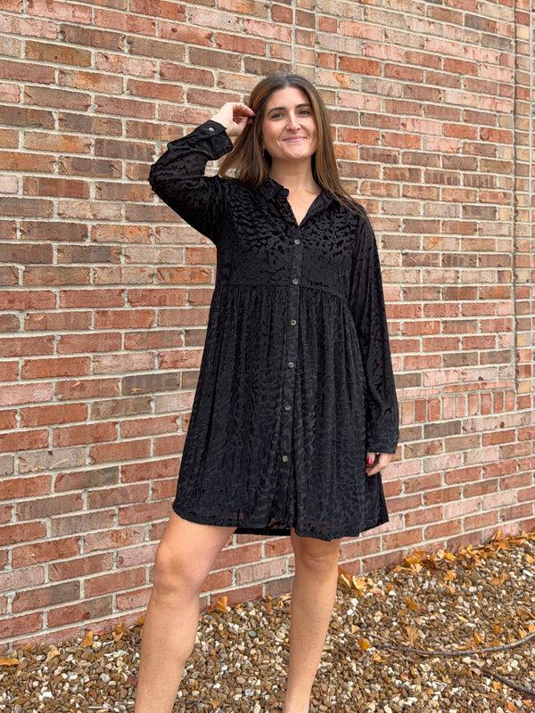 TEXTURED VELVET DRESS