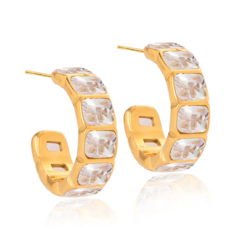 CZ SQUARE HOOP EARRINGS