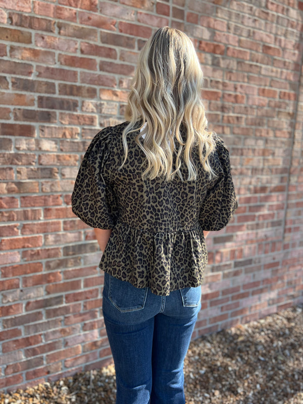 LEOPARD TIE TOP