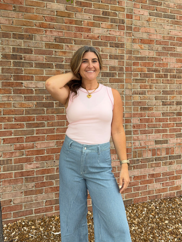 PINSTRIPE DENIM PANTS