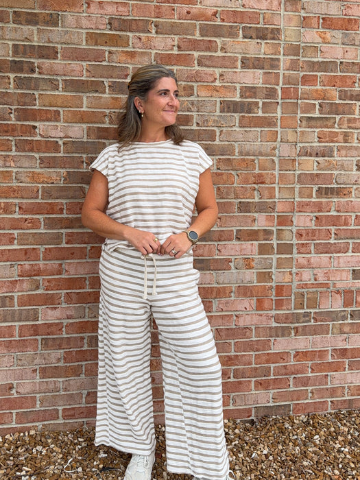 SWEETHEART STRIPED WIDE LEG PANTS- 2 COLORS