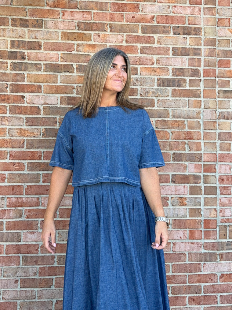 DENIM CROPPED TOP