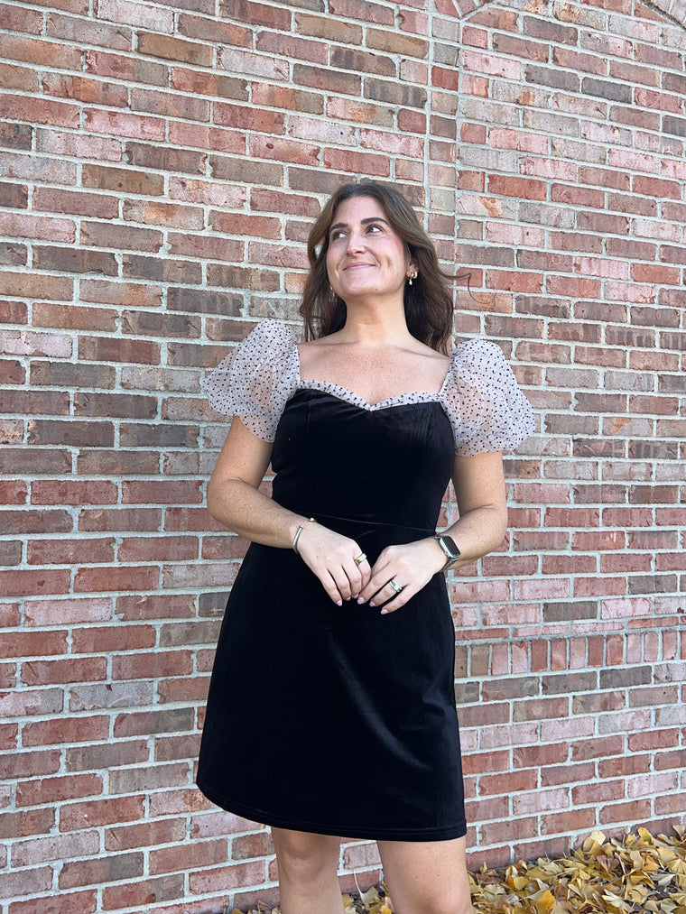 POLKA DOT VELVET DRESS