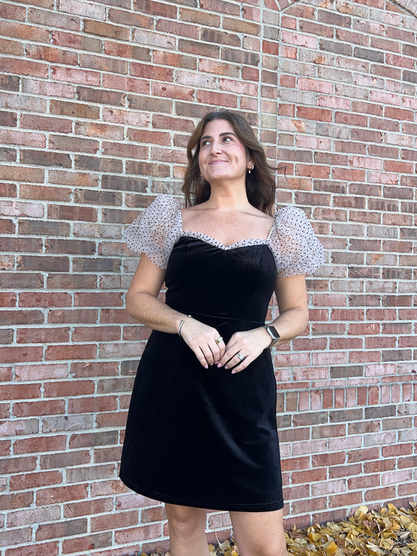 POLKA DOT VELVET DRESS