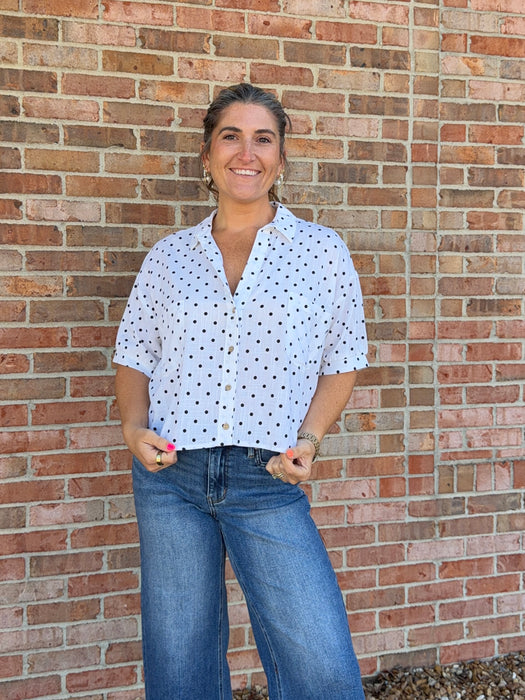 POLKA DOT COLLARED TOP- 3 COLORS