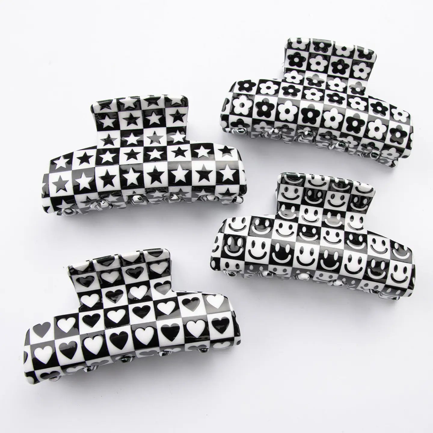 B&W PLAID CLAW CLIP