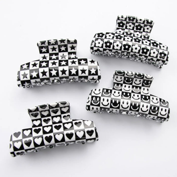 B&W PLAID CLAW CLIP