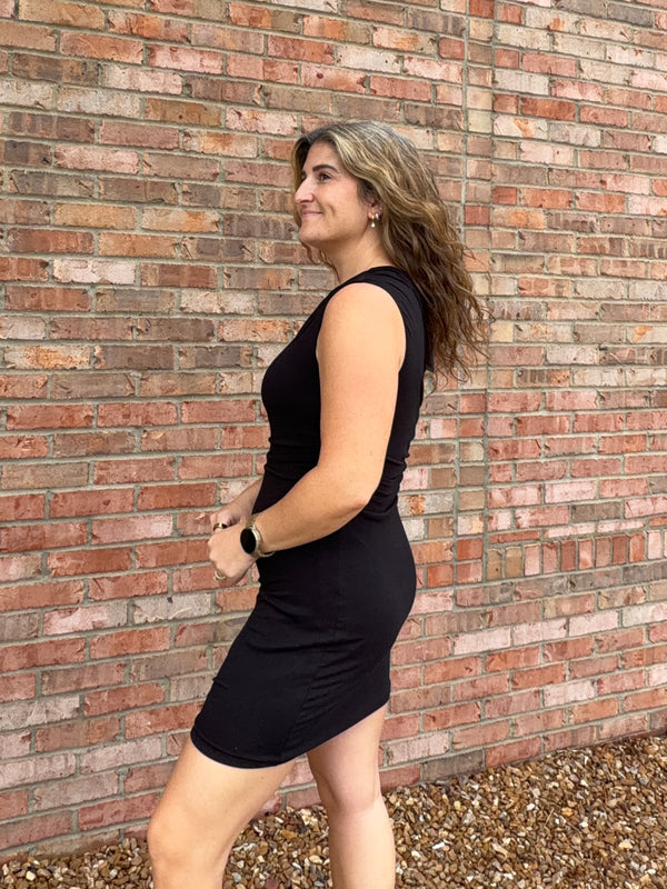 RUCHED SIDE DRESS- 2 COLORS