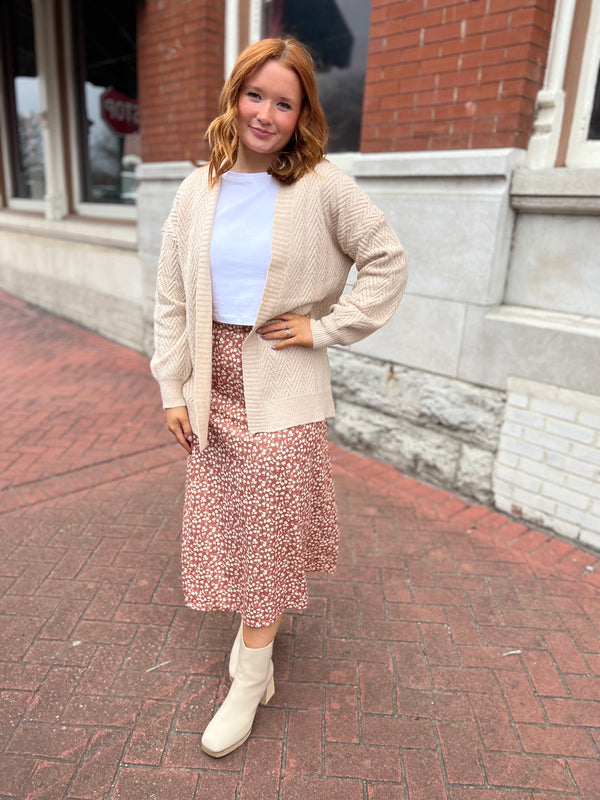 CHEVRON TEXTURED CARDIGAN- 2 COLORS