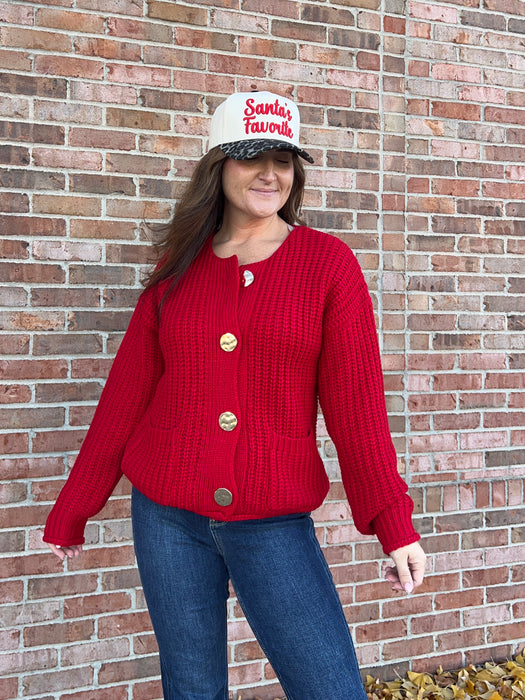 GOLD BUTTON CARDIGAN- 3 COLORS