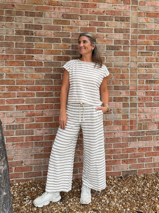 SWEETHEART STRIPED WIDE LEG PANTS- 2 COLORS