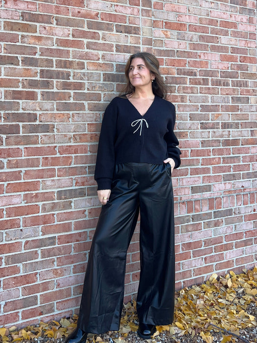 RHINESTONE BOW CARDIGAN- 3 COLORS