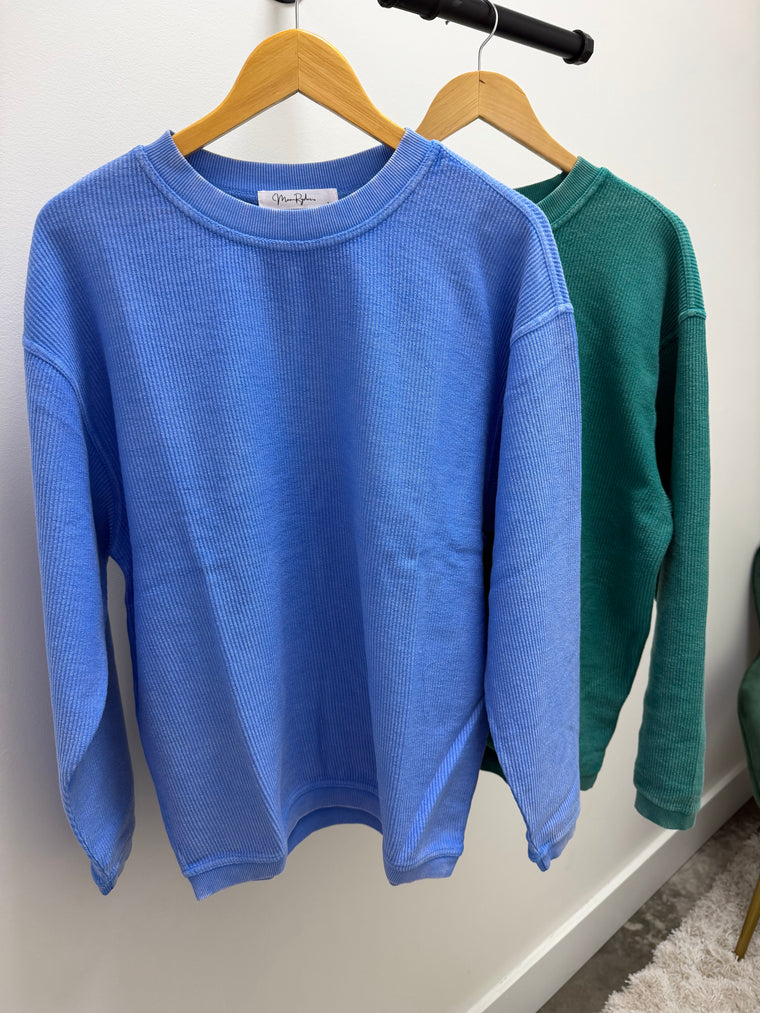 CORDED CREW PULLOVER- 2 COLORS