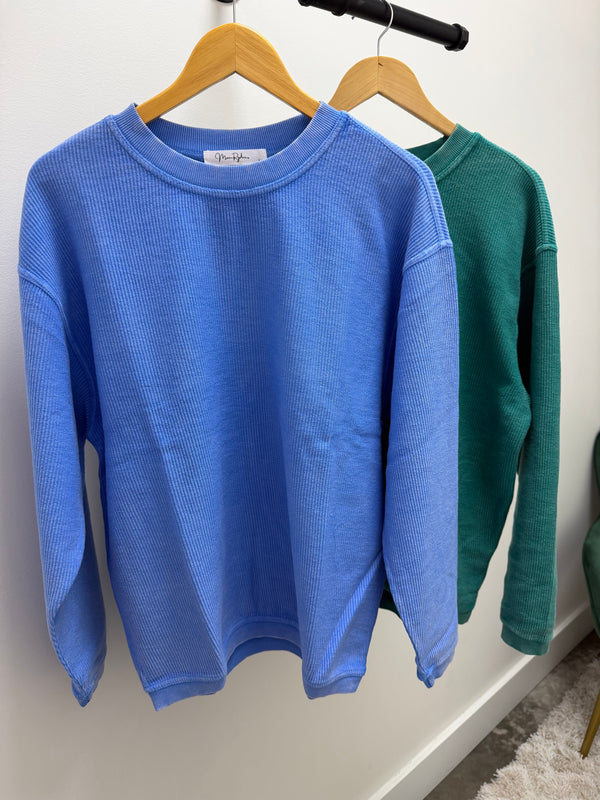 CORDED CREW PULLOVER- 6 COLORS