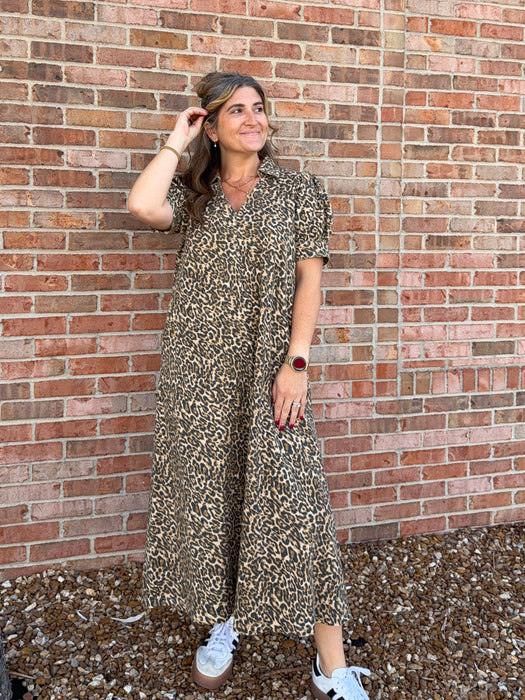 LEOPARD PRINT MIDI DRESS